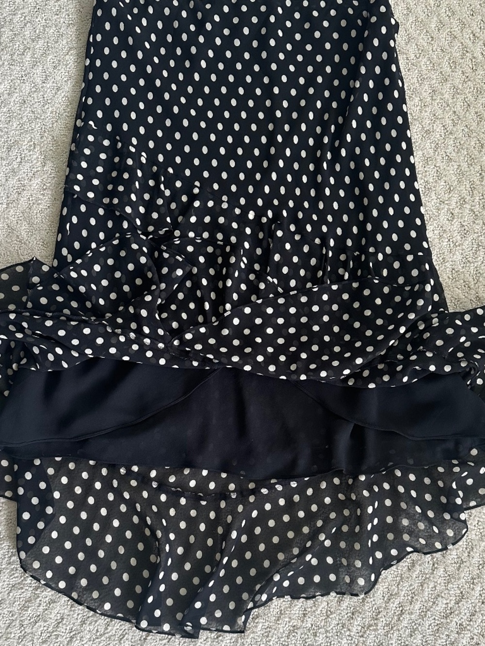 Lauren Ralph Lauren Polka Dot Asymmetric Ruffled Silk Skirt 12 Tiered Classic - Picture 6 of 9